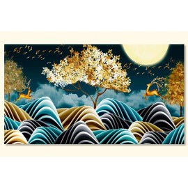 Tablou abstract copac valuri 17157