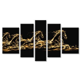 Tablouri cai din valuri auriu 17512