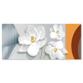 Tablou canvas abstract 3 flori albe 18122