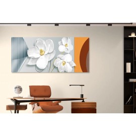 Tablou canvas abstract 3 flori albe 18122