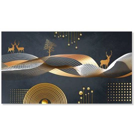 Tablou cerbi si geometrie aurie