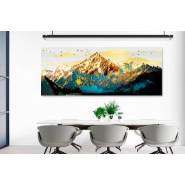 Tablou canvas abstract munte auriu turcoaz