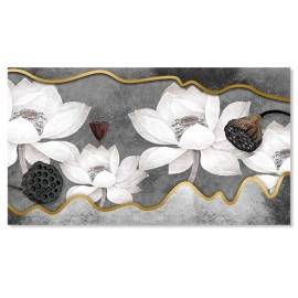 Tablou flori si geometrie aurie