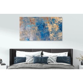 Tablou canvas nuante albastru auriu cupru