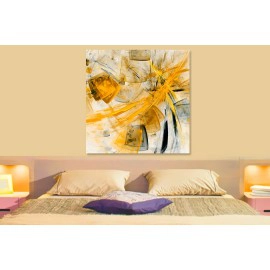 Tablou abstract forme galben aurii