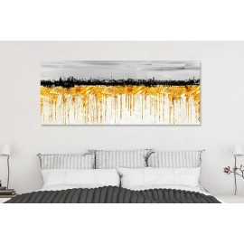 Tablou canvas abstract auriu si negru