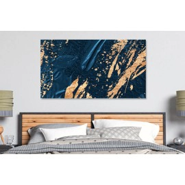 Tablou abstract albastru si auriu 44195