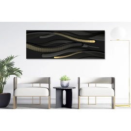 Tablou canvas abstract forme negre aurii