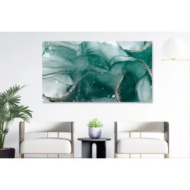 Tablou canvas abstract nuante verde smarald