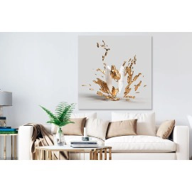 Tablou canvas abstract aripi albe forme aurii