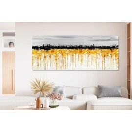 Tablou canvas abstract auriu si negru