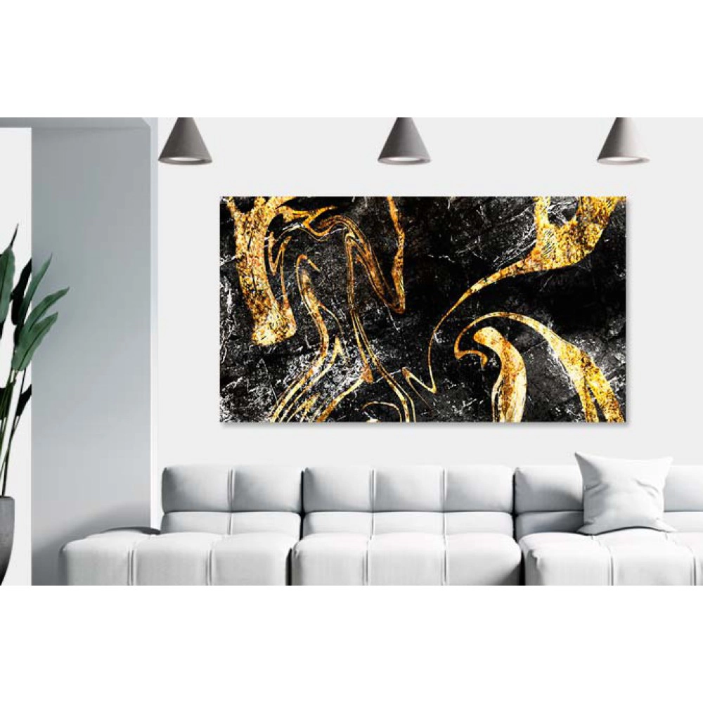 Tablou canvas abstract textura negru auriu