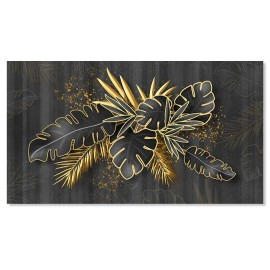 Tablou canvas frunze contur cu auriu