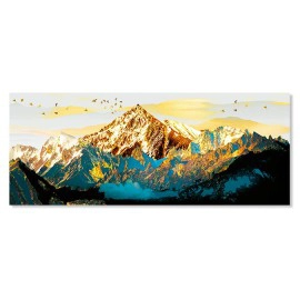 Tablou canvas abstract munte auriu turcoaz