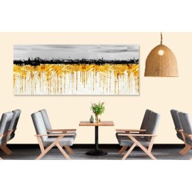 Tablou canvas abstract auriu si negru