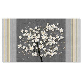 Tablou copac cu flori albe si linii aurii