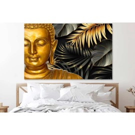 Tablou feng-shui Budha si frunze aurii