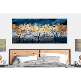 Tablou copaci cu frunze auriu-cupru