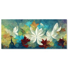 Tablou flori albe si nuante turcoaz