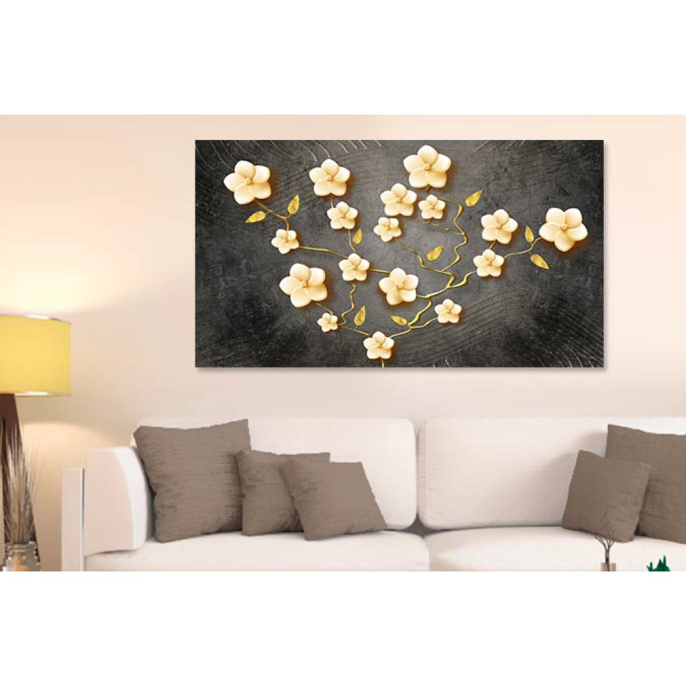 Tablou modern ramura cu flori bej