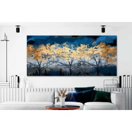 Tablou copaci cu frunze auriu-cupru