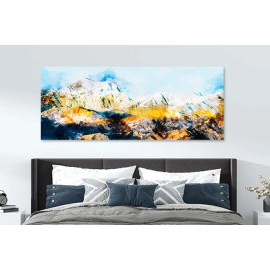 Tablou modern munte auriu bleu