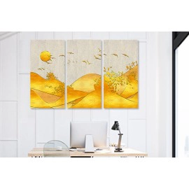 Tablouri canvas galben-auriu si gri