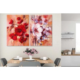 Tablouri arta moderna flori rosii si albe