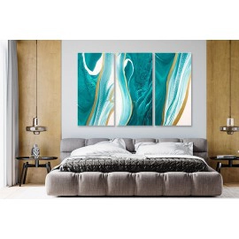 Tablouri canvas nuante turcoaz si auriu