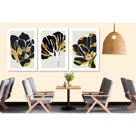 Tablouri abstracte flori negru auriu