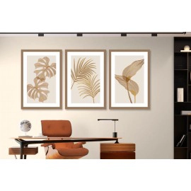 Tablouri abstracte frunze bej si auriu