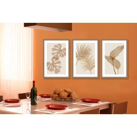 Tablouri abstracte frunze bej si auriu