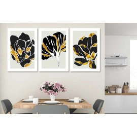 Tablouri abstracte flori negru auriu