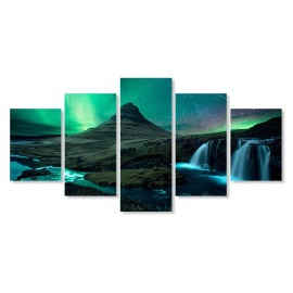 Tablouri peisaje cascada si aurora boreala
