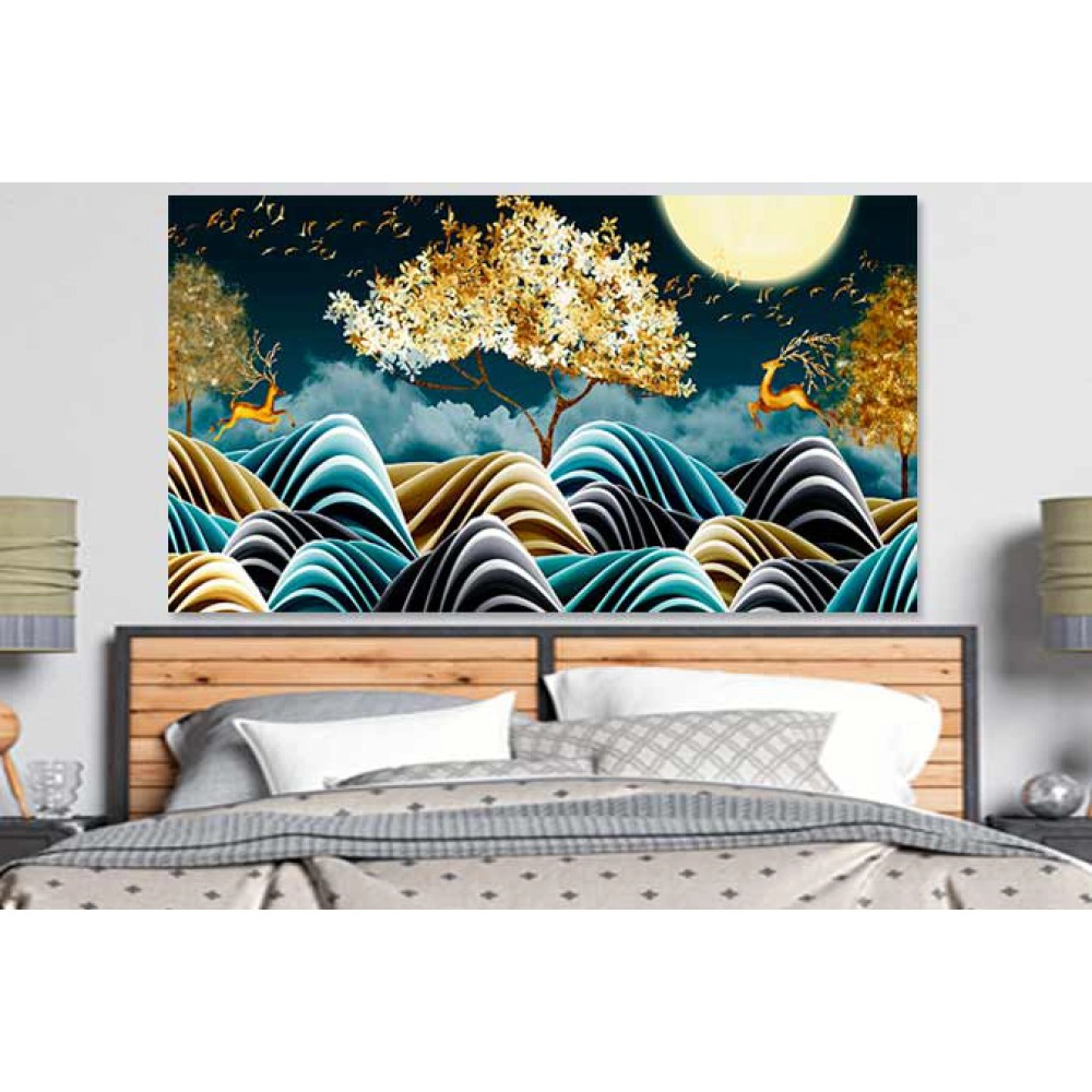 Tablou abstract copac valuri 17157