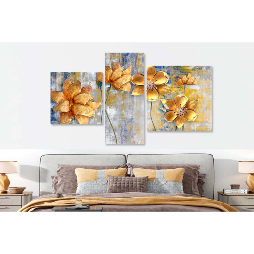 Tablouri canvas flori aurii 14356