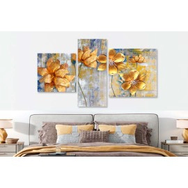 Tablouri canvas flori aurii 14356