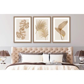 Tablouri abstracte frunze bej si auriu