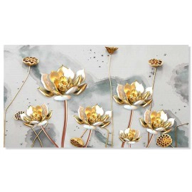 Tablou canvas flori aurii stil