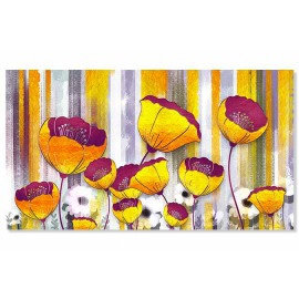 Tablou flori galben-auriu si bordo