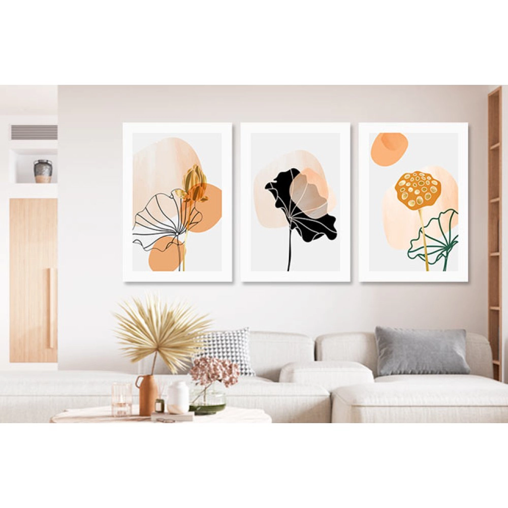 Tablouri canvas 3 piese culori calde