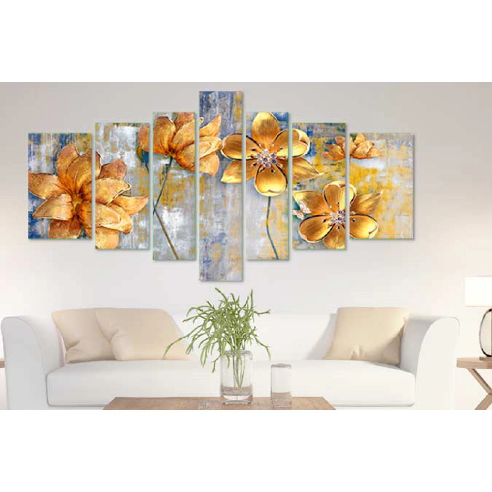 Tablouri canvas flori auriu-cupru