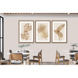 Tablouri abstracte frunze bej si auriu