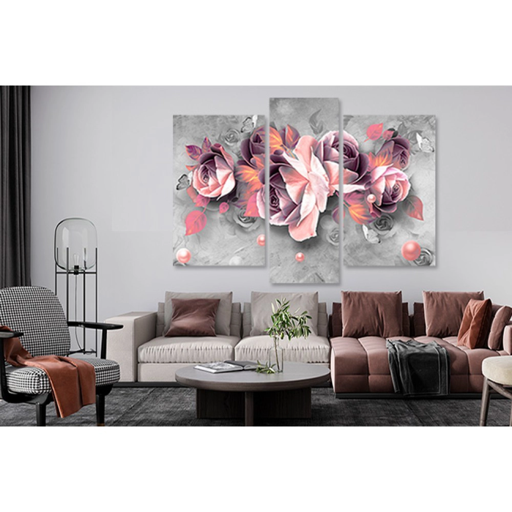 Tablouri moderne flori trandafir roz