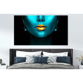 Tablou canvas auriu albastru 22133