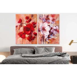 Tablouri arta moderna flori rosii si albe