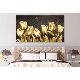 Tablou flori canvas lalele aurii