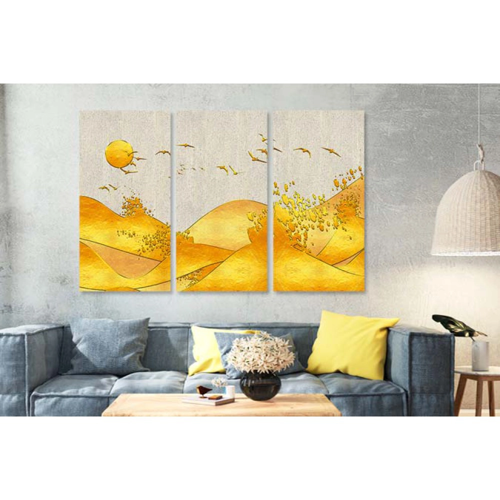 Tablouri canvas galben-auriu si gri