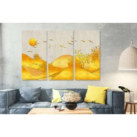 Tablouri canvas galben-auriu si gri