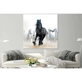 Tablouri living calul negru 65214
